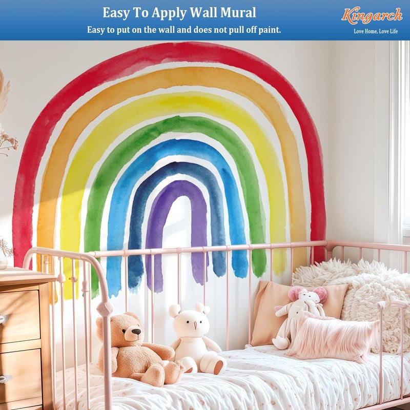 Kingarch Large Boho Rainbow Wall Decals, Colorful Peel and Stick Fabric Nursery Wall Decor, Removable Home Room Wall Decor Murals Stickers for Kids Girls Toddler Bedroom Living Room Playroom - Image 5